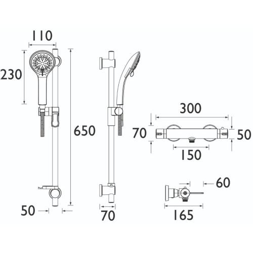 Bristan Design Utility Lever Bar Mixer with Adjustable Riser Kit DUL2 SHXARFF C